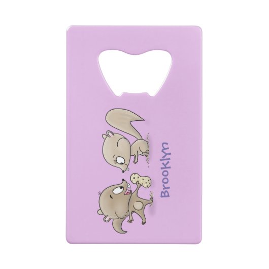 Cute grappige eekhoorns cartoon illustratie creditkaart flessenopener (Achterkant)
