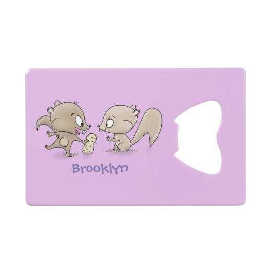 Cute grappige eekhoorns cartoon illustratie creditkaart flessenopener (Voorkant (Horizontaal))