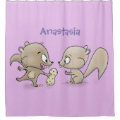 Cute grappige eekhoorns cartoon illustratie douchegordijn (Voorkant)