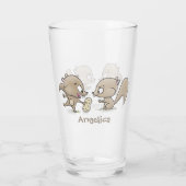 Cute grappige eekhoorns cartoon illustratie glas (Achterkant)