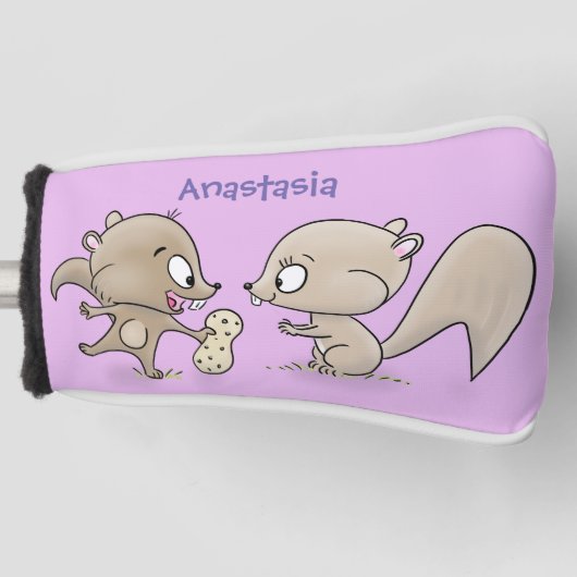 Cute grappige eekhoorns cartoon illustratie golfheadcover (Voorkant)