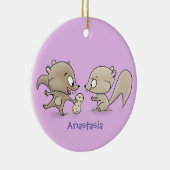 Cute grappige eekhoorns cartoon illustratie keramisch ornament (Rechts)