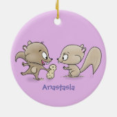 Cute grappige eekhoorns cartoon illustratie keramisch ornament (Achterkant)