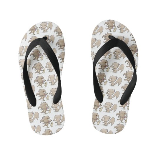 Cute grappige eekhoorns cartoon illustratie kinder teenslippers (Voetbed)