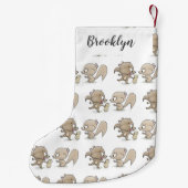 Cute grappige eekhoorns cartoon illustratie kleine kerstsok (Achterkant)