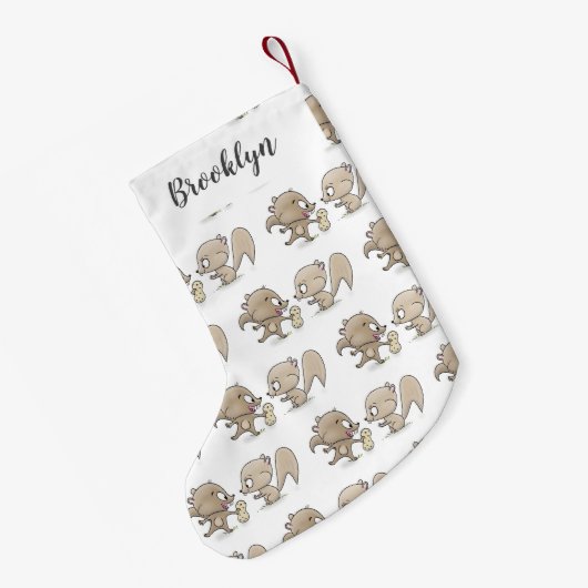 Cute grappige eekhoorns cartoon illustratie kleine kerstsok (Achterkant (Hangend))