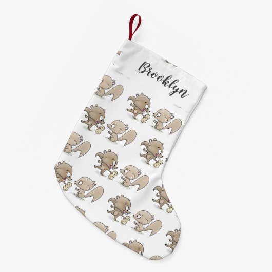 Cute grappige eekhoorns cartoon illustratie kleine kerstsok (Voorkant (Hangend))