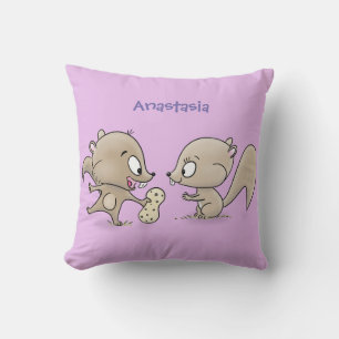 Cute grappige eekhoorns cartoon illustratie kussen