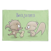 Cute grappige eekhoorns cartoon illustratie kussensloop (Achterkant)
