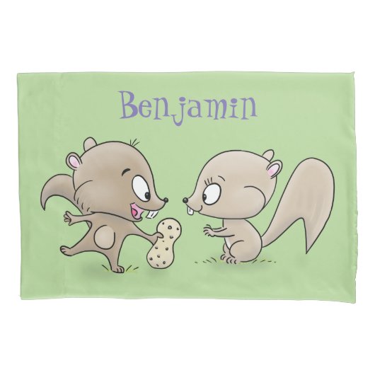 Cute grappige eekhoorns cartoon illustratie kussensloop (Voorkant)