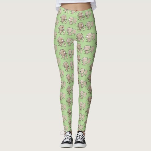Cute grappige eekhoorns cartoon illustratie leggings (Voorkant)