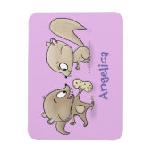 Cute grappige eekhoorns cartoon illustratie magneet (Verticaal)