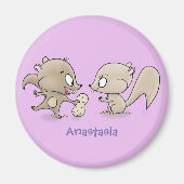 Cute grappige eekhoorns cartoon illustratie magneet (Voorkant)