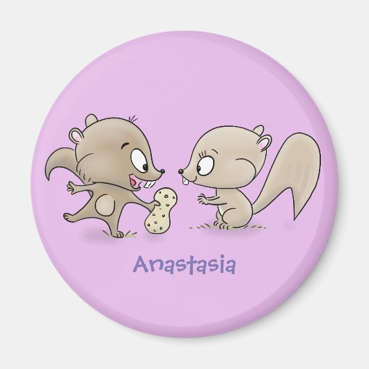 Cute grappige eekhoorns cartoon illustratie magneet (Voorkant)