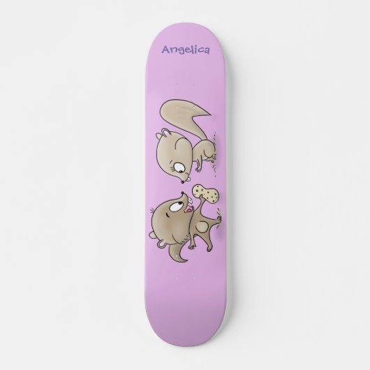 Cute grappige eekhoorns cartoon illustratie persoonlijk skateboard (Voorkant)
