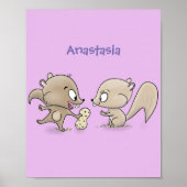 Cute grappige eekhoorns cartoon illustratie poster (Voorkant)