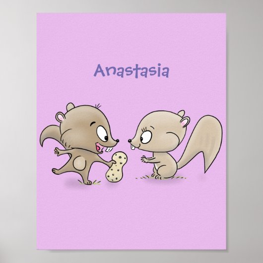 Cute grappige eekhoorns cartoon illustratie poster (Voorkant)