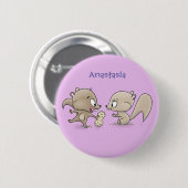 Cute grappige eekhoorns cartoon illustratie ronde button 5,7 cm (Voorkant /achterkant)