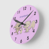 Cute grappige eekhoorns cartoon illustratie ronde klok (Hoek)