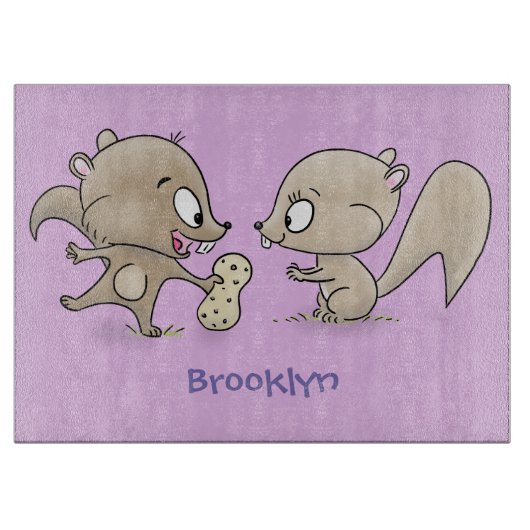 Cute grappige eekhoorns cartoon illustratie snijplank (Voorkant)