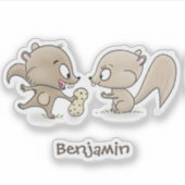 Cute grappige eekhoorns cartoon illustratie sticker (Voorkant)