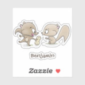 Cute grappige eekhoorns cartoon illustratie sticker (Vel)