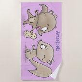 Cute grappige eekhoorns cartoon illustratie strandlaken (Voorkant)