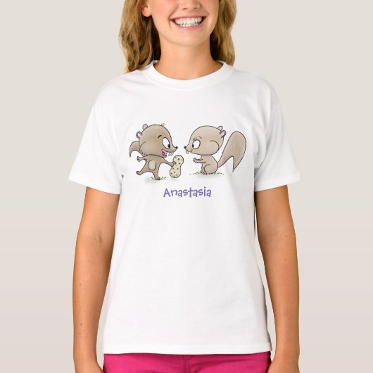 Cute grappige eekhoorns cartoon illustratie t-shirt (Voorkant)