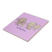 Cute grappige eekhoorns cartoon illustratie tegeltje (Zijkant)