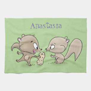 Cute grappige eekhoorns cartoon illustratie theedoek
