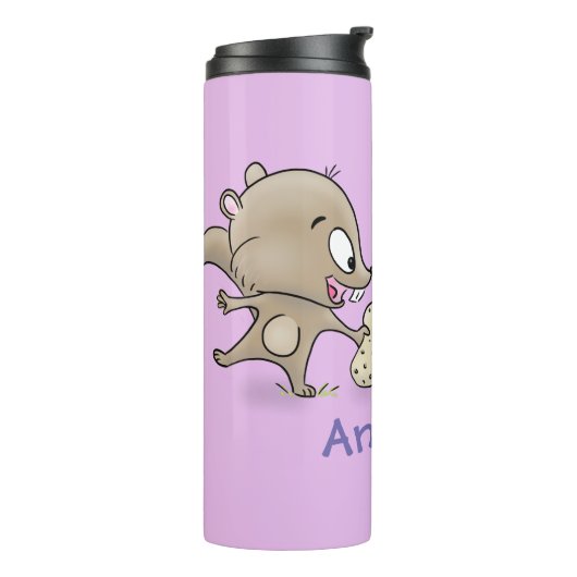 Cute grappige eekhoorns cartoon illustratie thermosbeker (Gedraaid links)