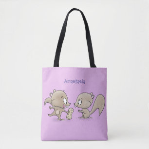 Cute grappige eekhoorns cartoon illustratie tote bag