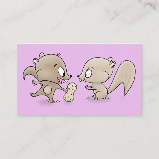 Cute grappige eekhoorns cartoon illustratie visitekaartje (Achterkant)