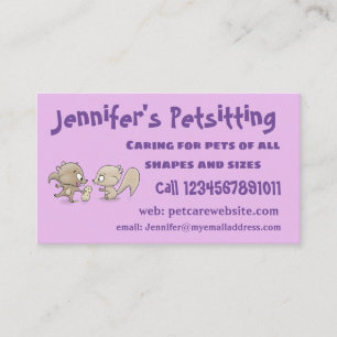 Cute grappige eekhoorns cartoon illustratie visitekaartje