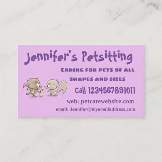 Cute grappige eekhoorns cartoon illustratie visitekaartje (Voorkant)