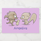 Cute grappige eekhoorns cartoon illustratie voedselcontainer etiket (Enkel label)