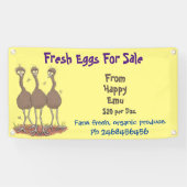Cute grappige emu-cartoon-eieren voor verkoop spandoek (Horizontaal)