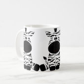 Cute, grappige, gelukkige cartoon zebra. Zwart-wit Koffiemok (Voorkant links)