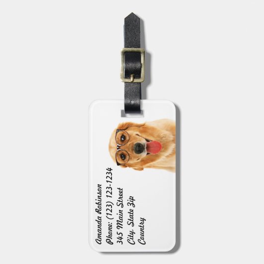 Cute grappige Golden Retriever hond Bagagelabel (Voorkant verticaal)