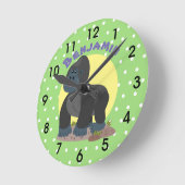 Cute grappige gorilla cartoon illustratie ronde klok (Hoek)
