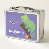 Cute grappige groene chameleon lizard cartoon (Achterkant)