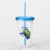 Cute grappige groene chameleon lizard cartoon acryl drinkbeker (Voorkant)
