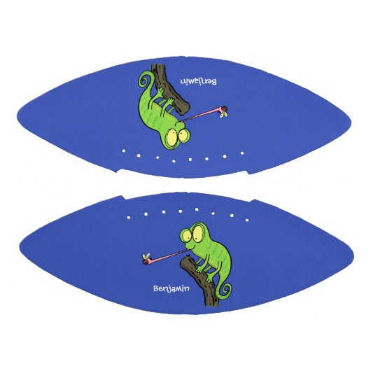 Cute grappige groene chameleon lizard cartoon american football (Panelen)