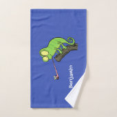 Cute grappige groene chameleon lizard cartoon bad handdoek (Handdoek)