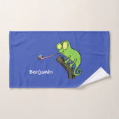 Cute grappige groene chameleon lizard cartoon bad handdoek (Handdoek)