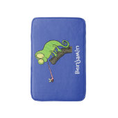 Cute grappige groene chameleon lizard cartoon badmat (Voorkant Verticaal)