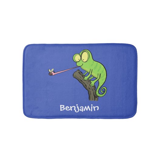 Cute grappige groene chameleon lizard cartoon badmat (Voorkant)