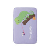 Cute grappige groene chameleon lizard cartoon badmat (Voorkant Verticaal)
