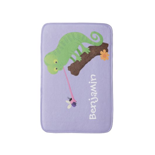 Cute grappige groene chameleon lizard cartoon badmat (Voorkant Verticaal)