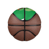 Cute grappige groene chameleon lizard cartoon basketbal (Rechts)